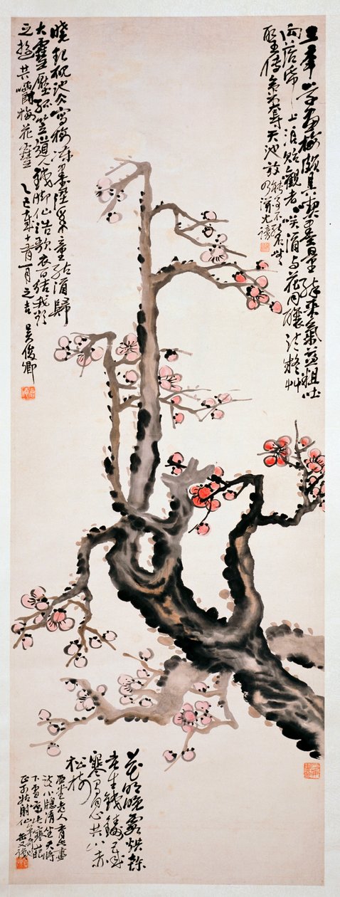 Flores de ciruelo rojo, 1905 de Changshuo Wu