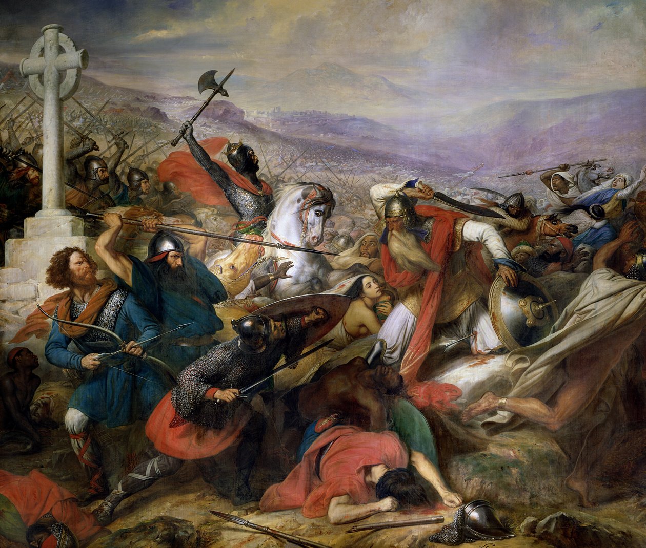La batalla de Poitiers, 25 de octubre de 732, ganada por Carlos Martel (688-741) 1837 de Carl von Steuben