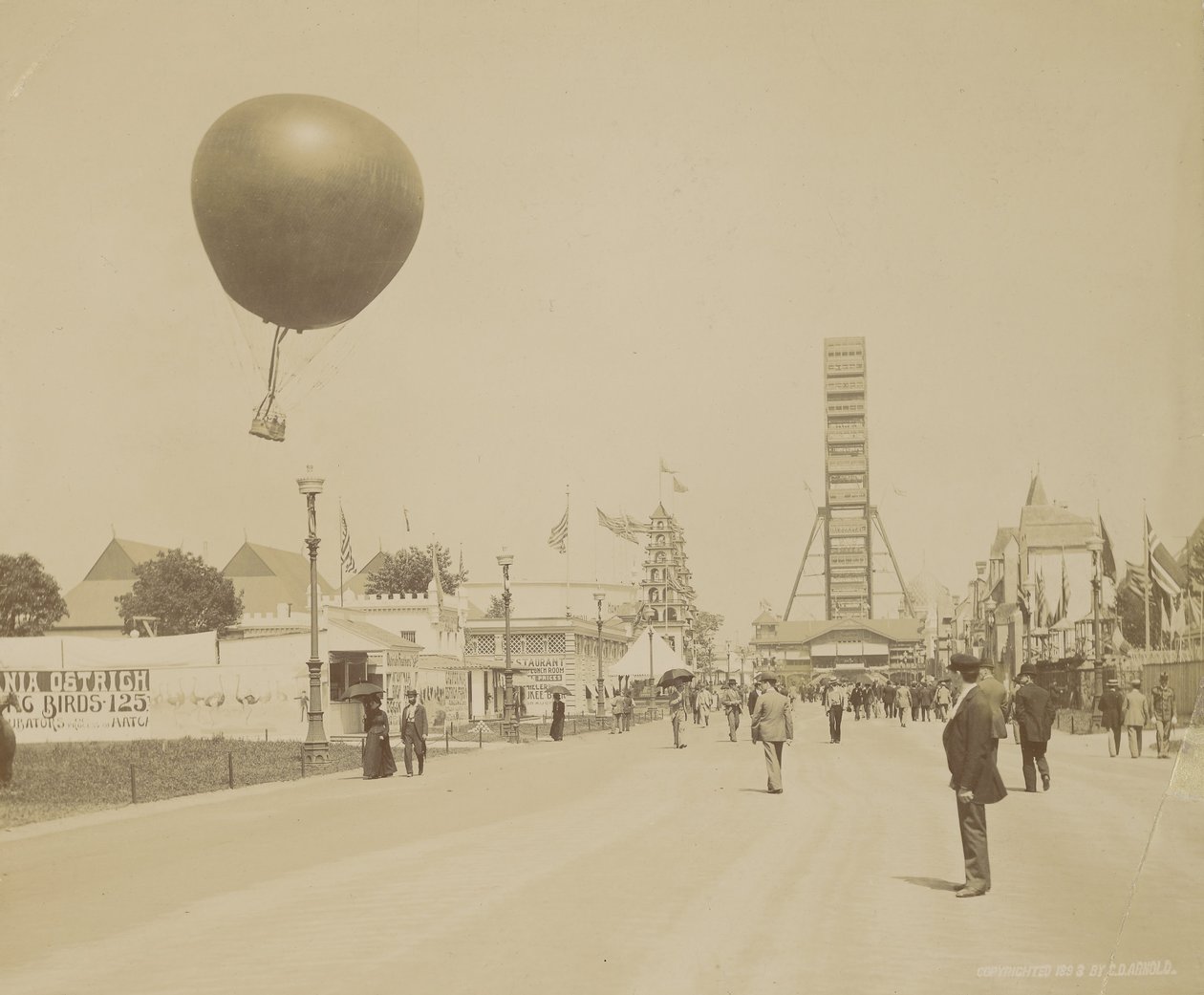 Globo Cautivo y Noria, Exposición Mundial Colombina, Chicago de Charles Dudley Arnold
