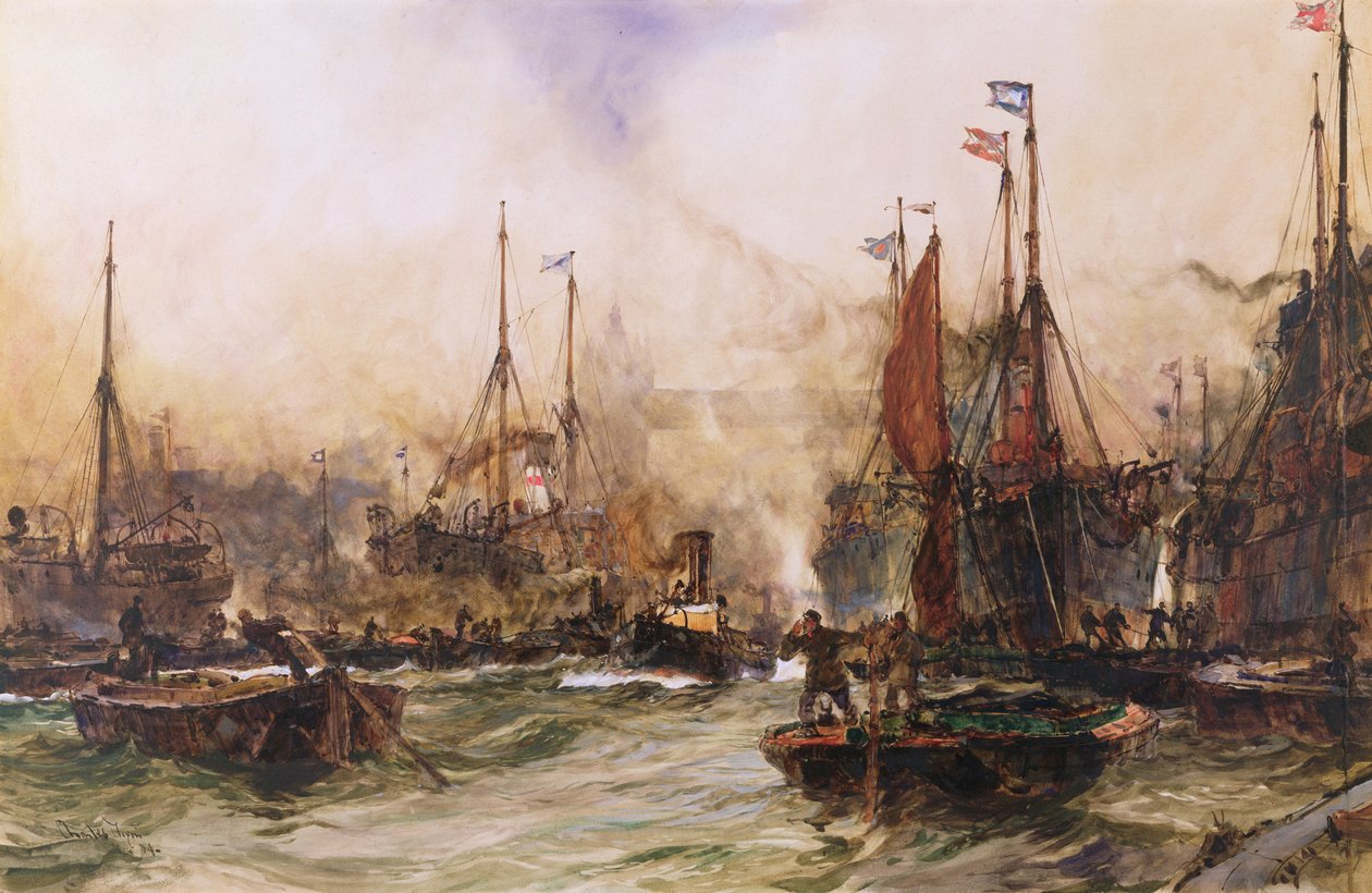 El Támesis en Tower Bridge de Charles Edward Dixon