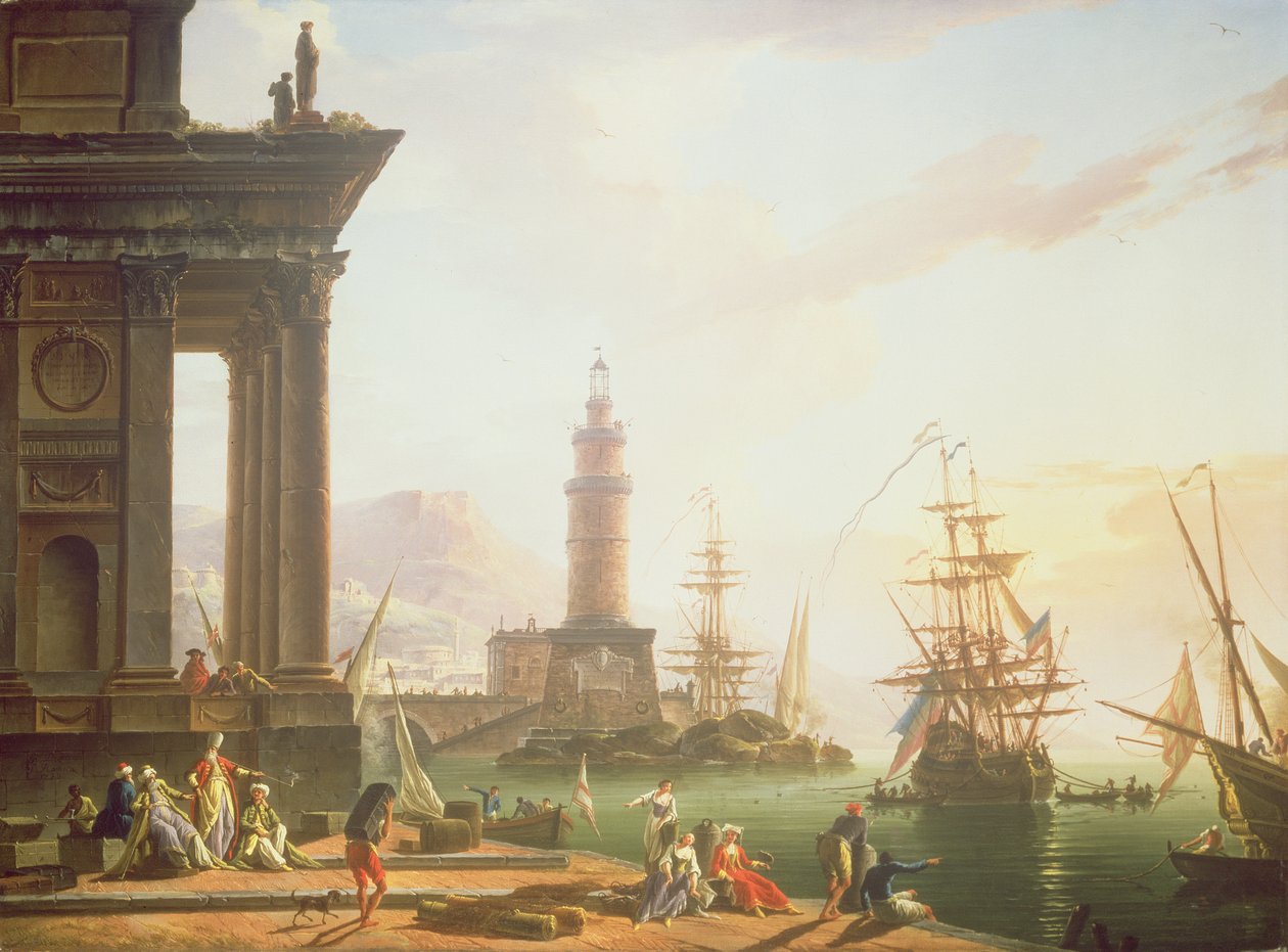 Escena de un puerto mediterráneo, 1752 de Charles Francois Lacroix de Marseille