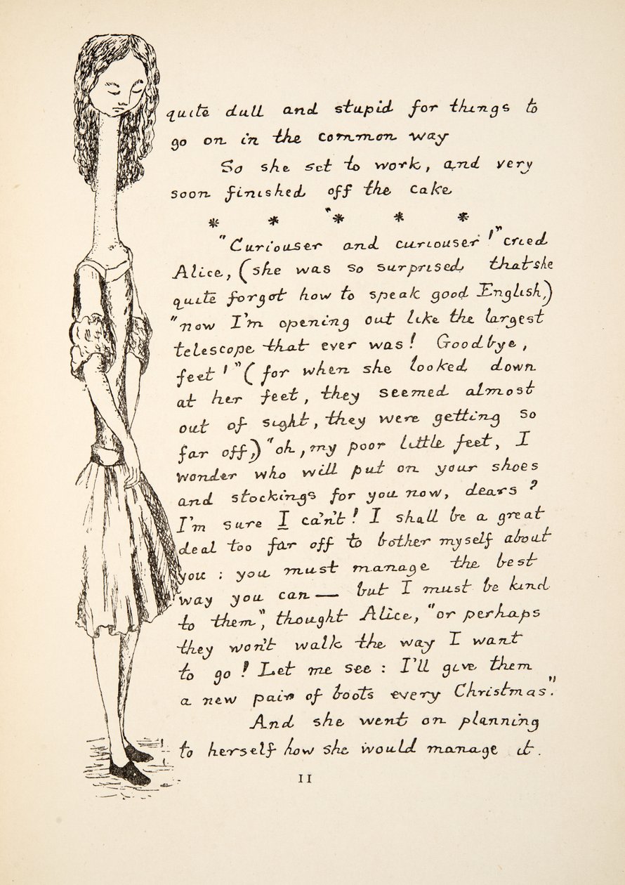 Cada vez más curioso, ilustración de Las aventuras de Alicia bajo tierra, publicado en 1886 de Charles Lutwidge Dodgson