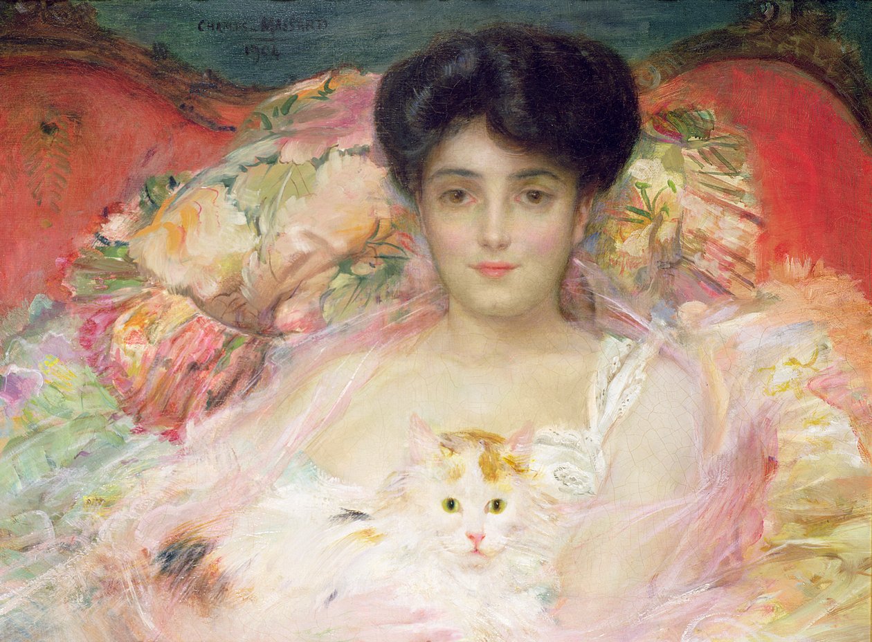 Dama con un Gato, 1904 de Charles Massard