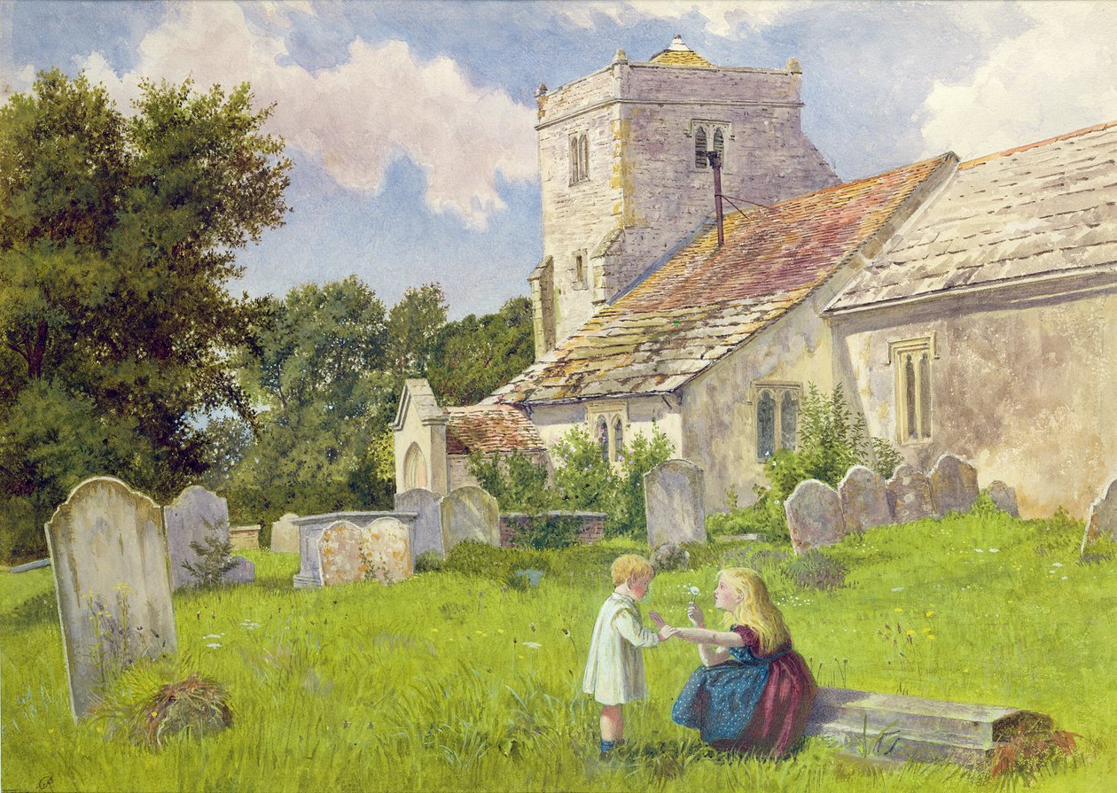 Niños en un cementerio de Charles Rossiter