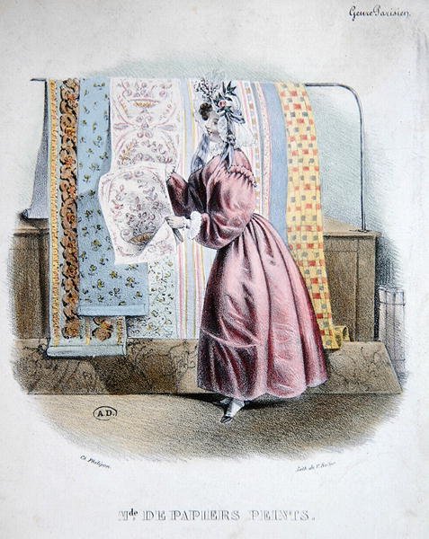 Vendedor de papel tapiz, c.1840 de Charles (after) Philipon