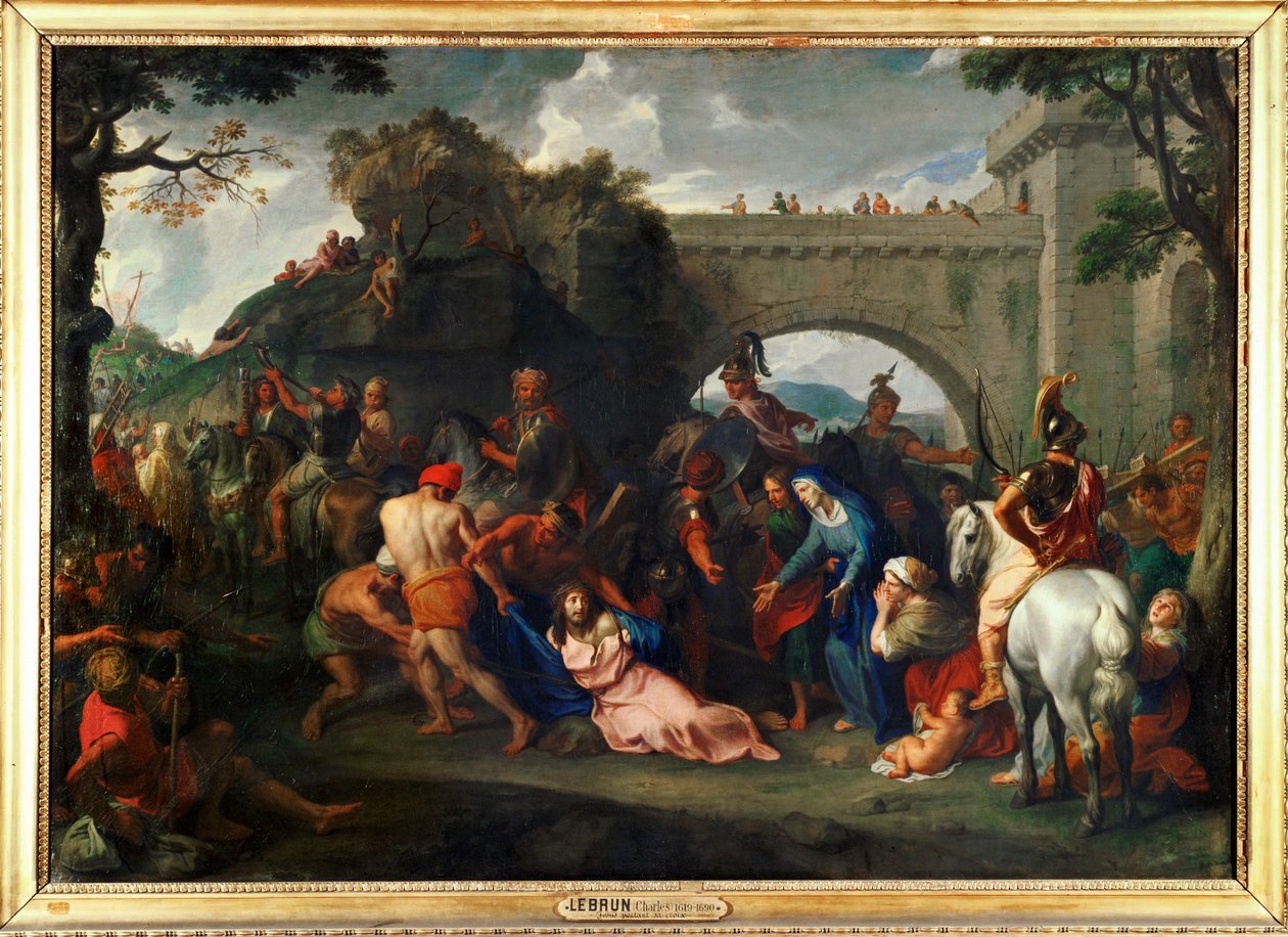 Llevar la cruz ... de Charles (studio of ) Le Brun