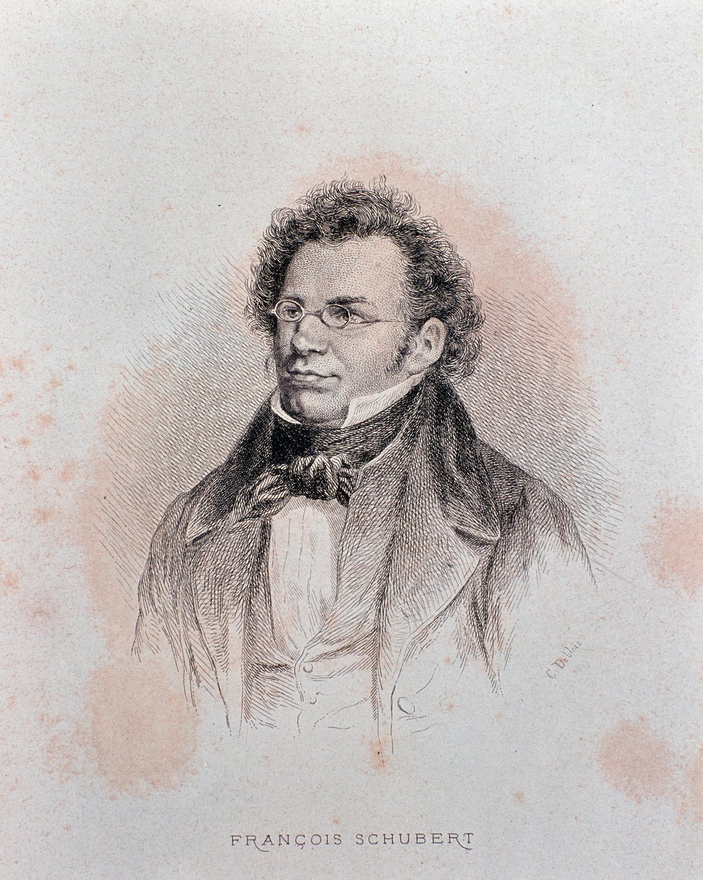 Retrato de Franz Schubert (grabado) de Charles Alphonse Deblois