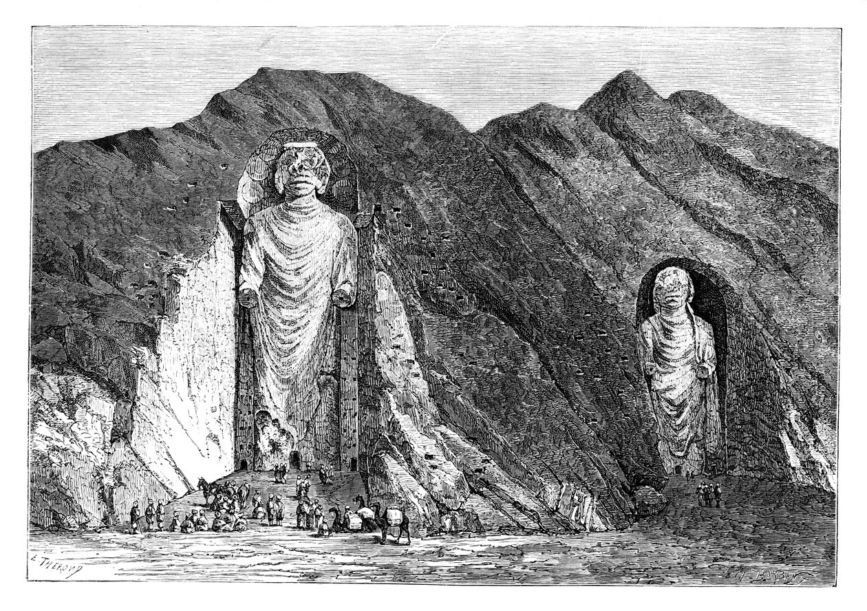 Ídolos colosales, Valle Superior de Bamlan, Afganistán, 1895 de Charles Barbant