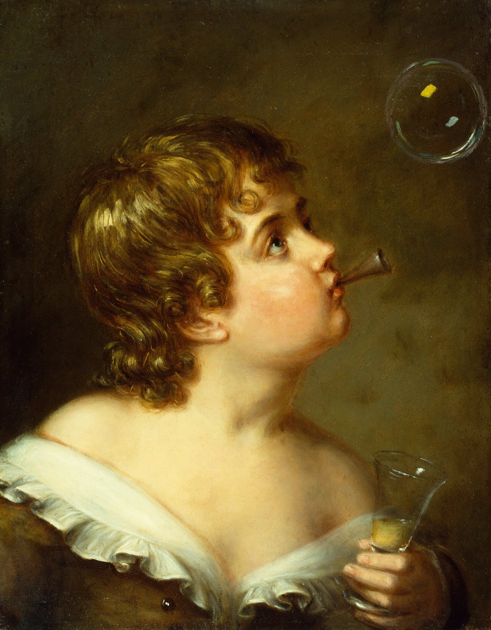 Soplando burbujas (óleo sobre lienzo) de Charles Bird King