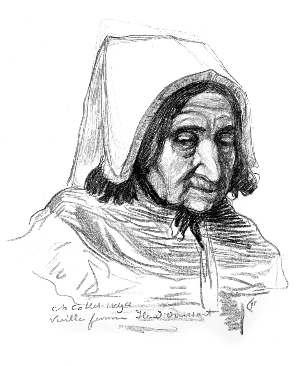 Estudio de la cabeza de una anciana, 1899 de Charles Cottet