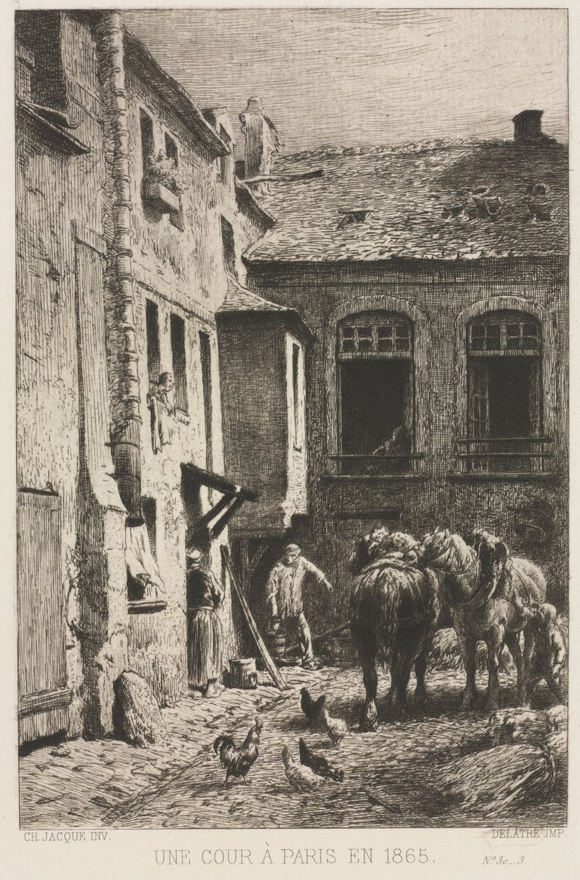 Un patio en París de Charles Emile Jacque