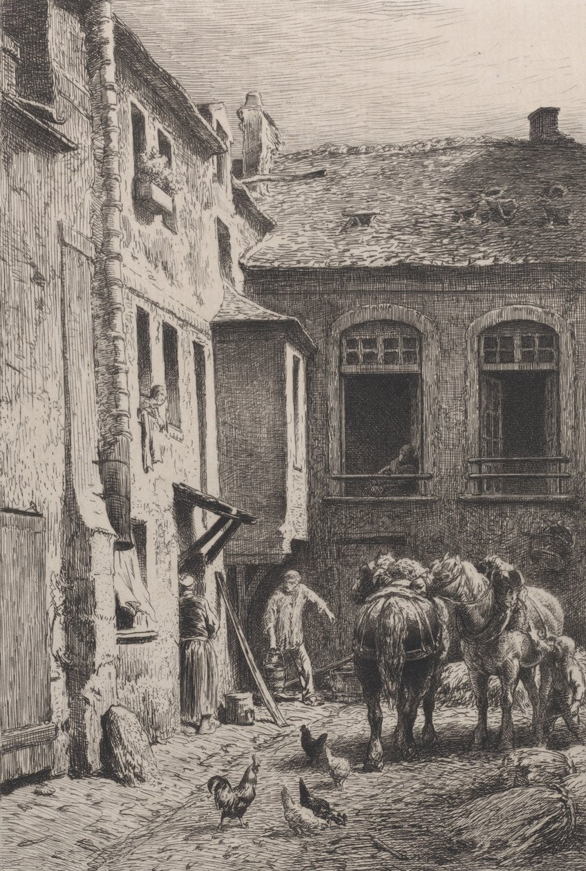 Un patio de París en 1865 de Charles Emile Jacque