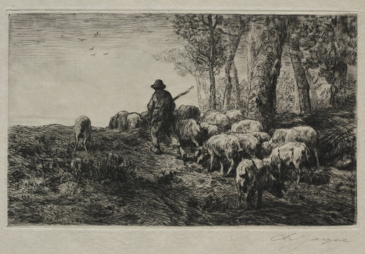 Una Manada de Cerdos de Charles Emile Jacque