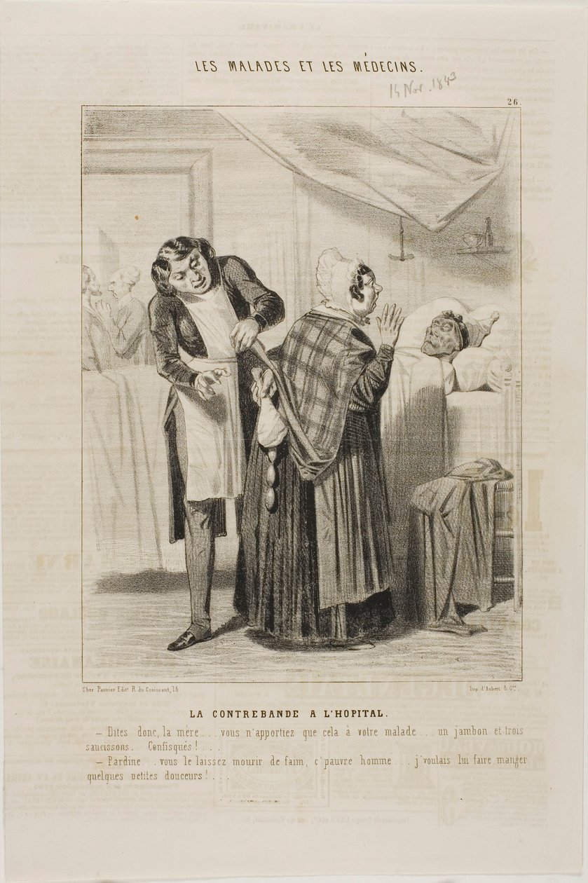 Contrabando en el hospital (lámina 26) de Charles Emile Jacque