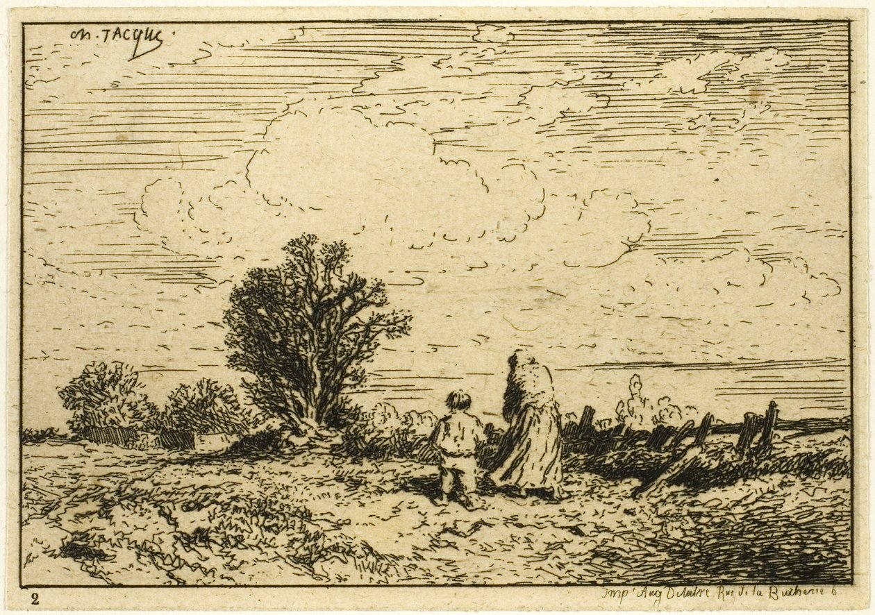 Cruzando el prado de Charles Emile Jacque