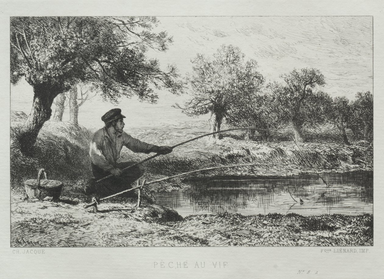 Pescando de Charles Emile Jacque