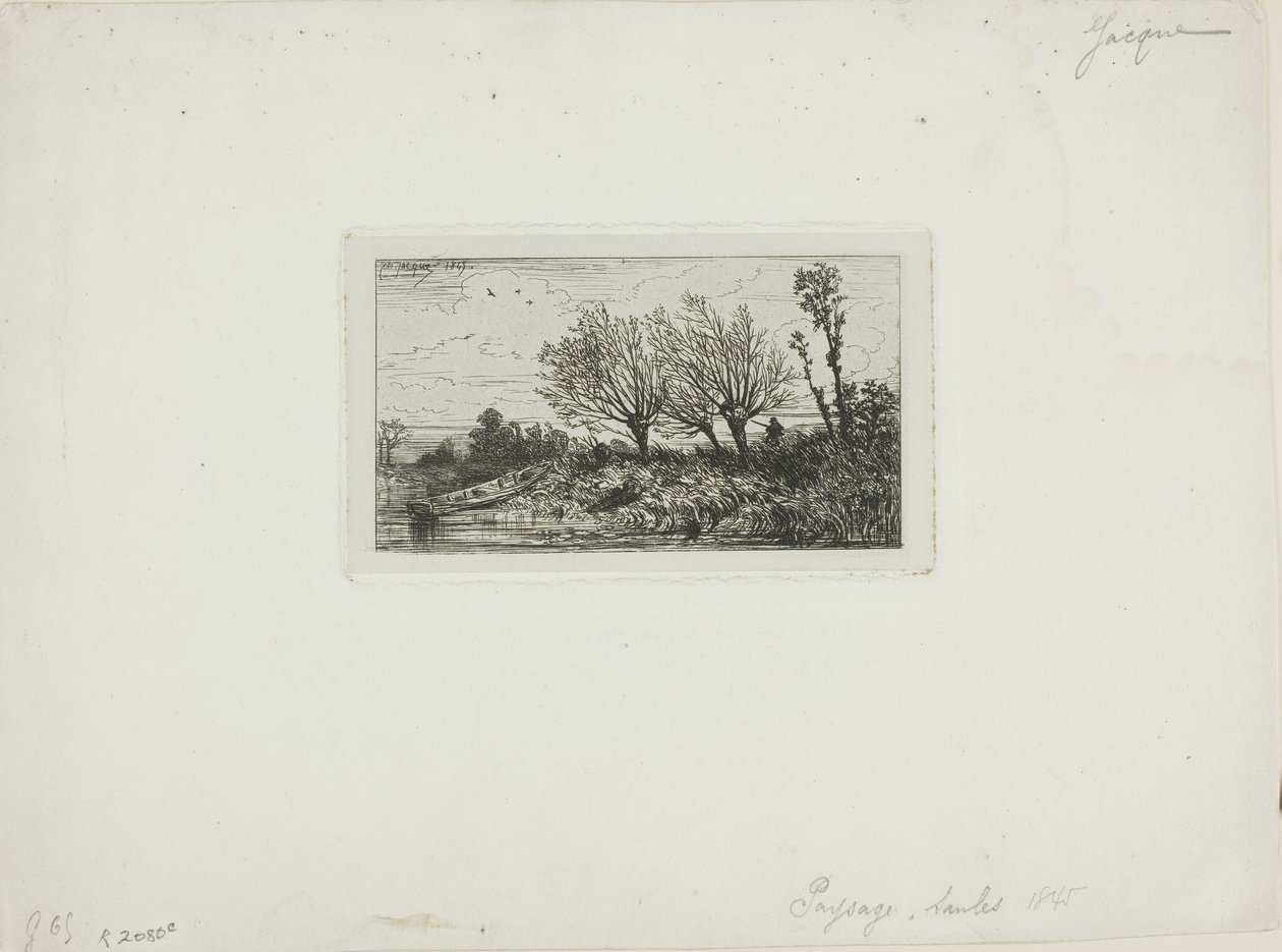 Paisaje, Árboles de Sauce de Charles Emile Jacque