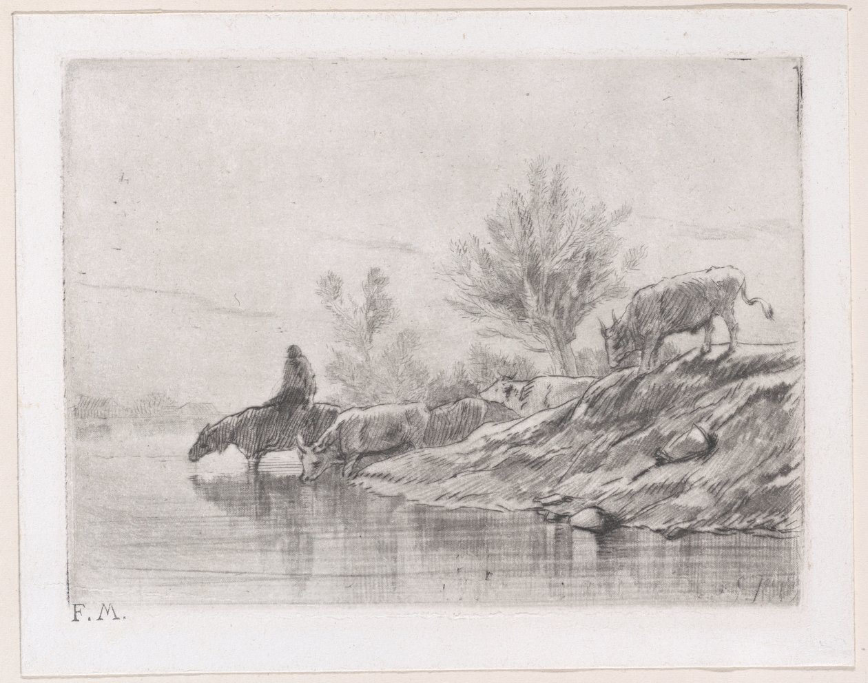 Paisaje con ganado, 1848 de Charles Emile Jacque