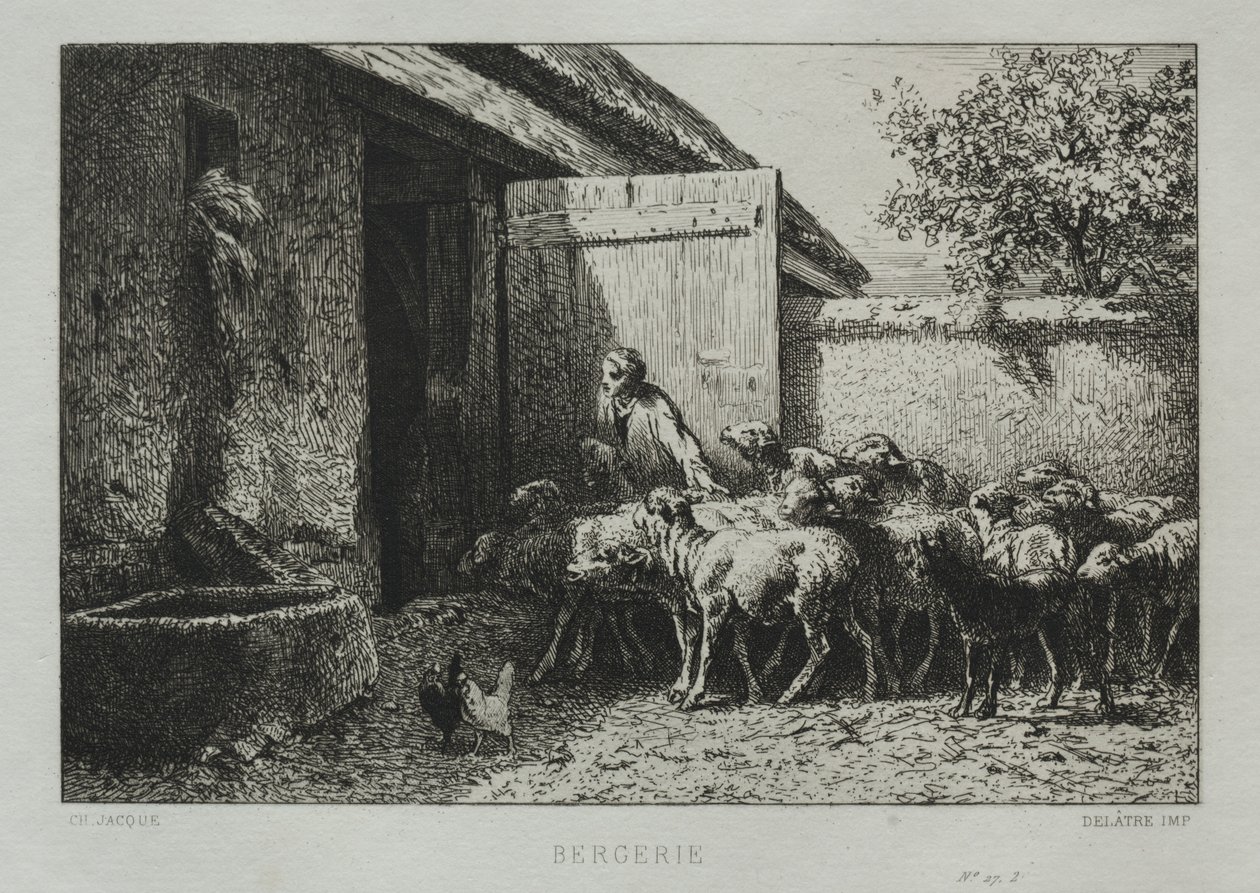 Redil de ovejas de Charles Emile Jacque