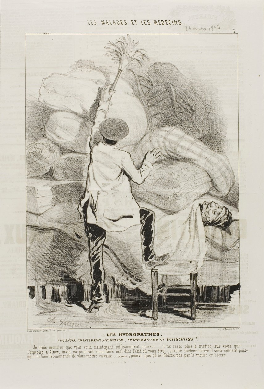 Los hidrópatas: Tercer tratamiento (placa 3) de Charles Emile Jacque