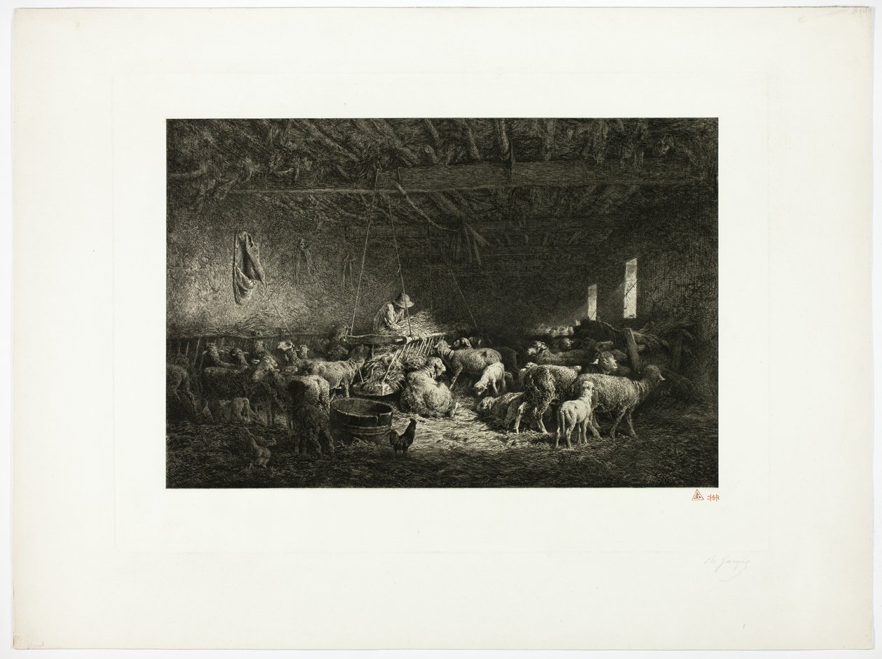 El gran redil (lámina horizontal) de Charles Emile Jacque