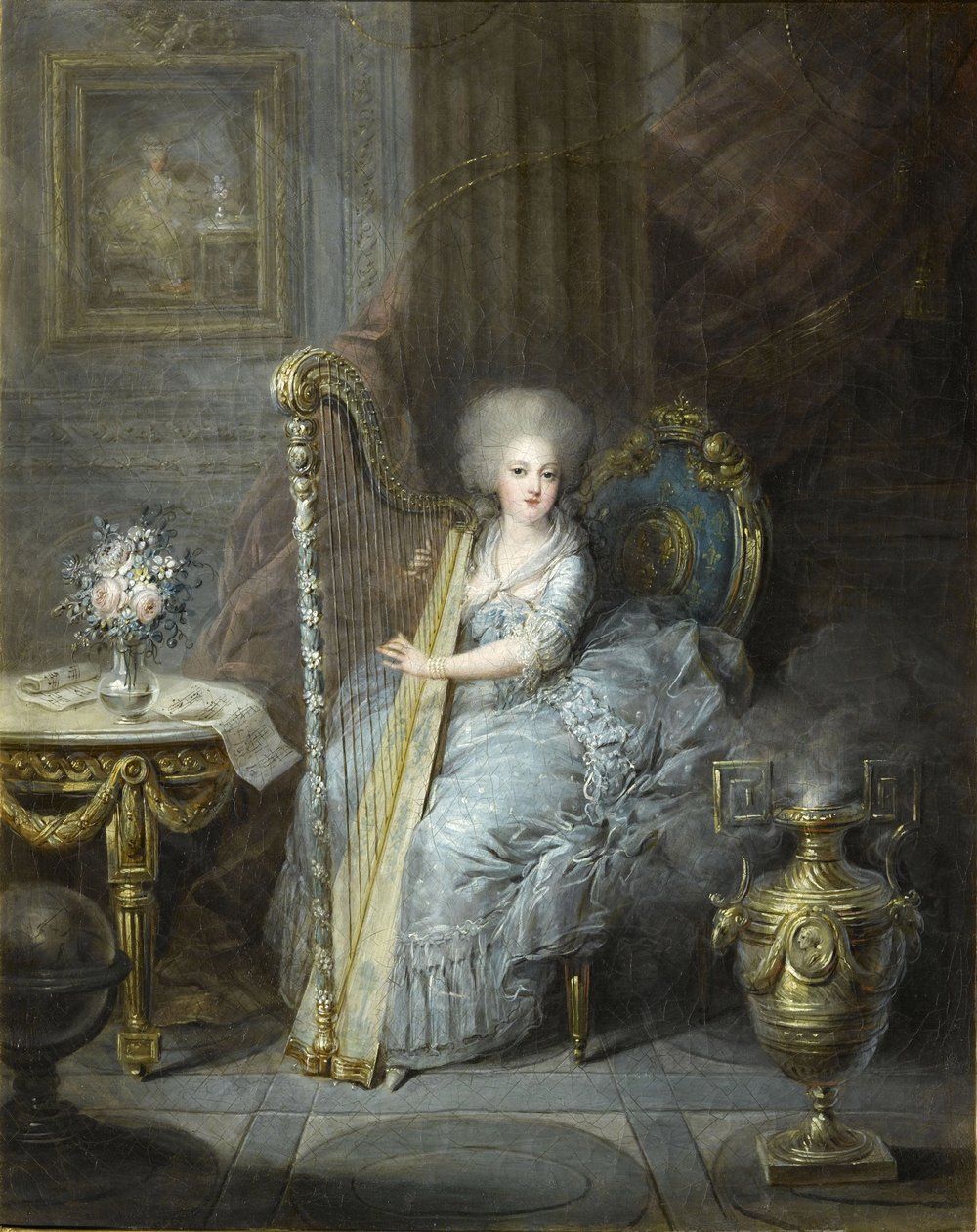 Madame Élisabeth tocando el arpa de Charles Emmanuel Joseph Leclercq