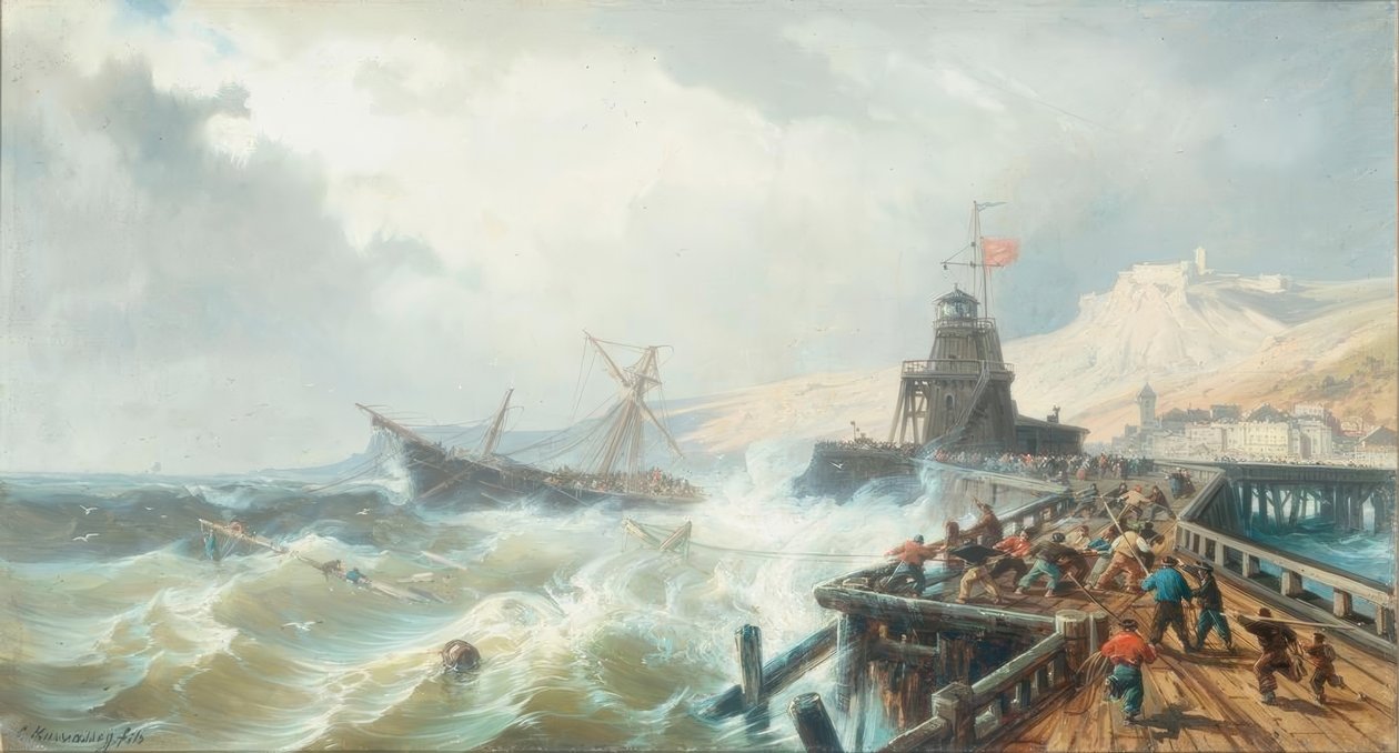 Rescate de un barco en peligro de Charles Euphrasie Kuwasseg