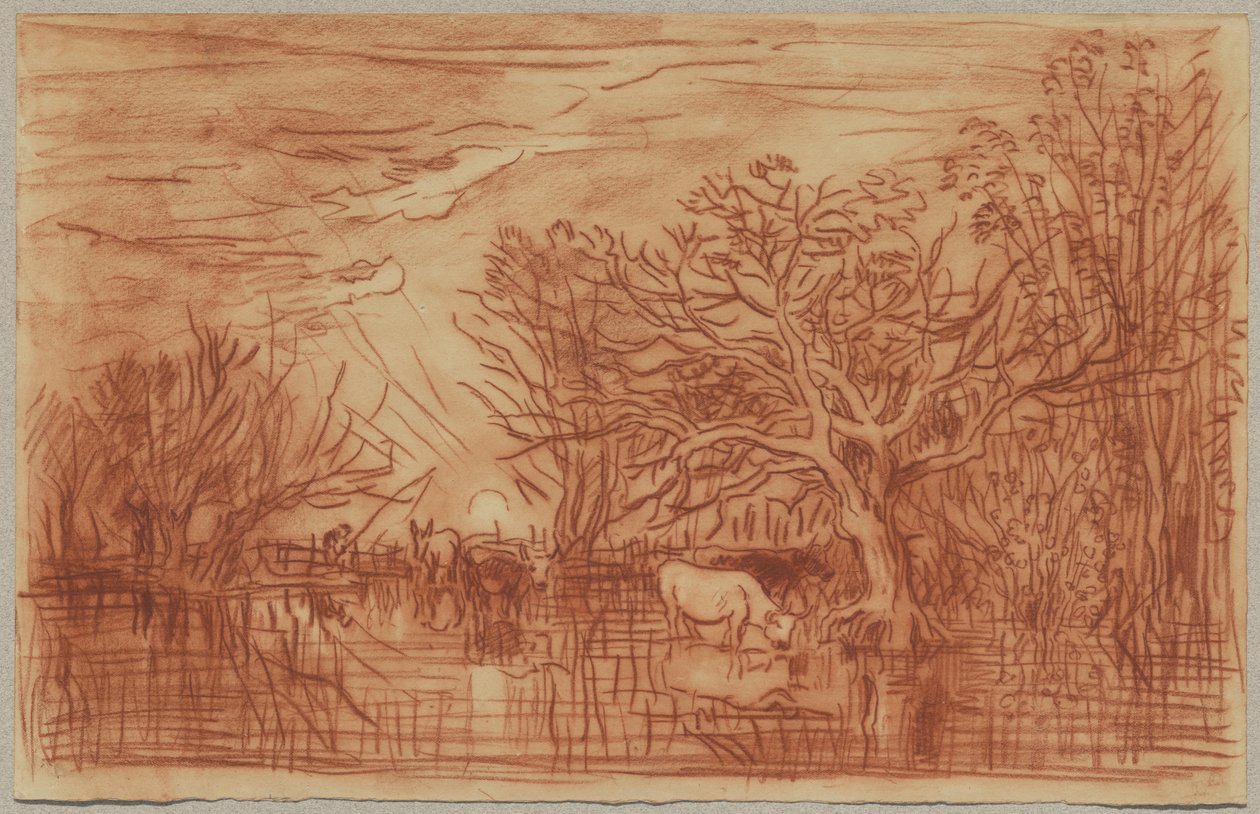 Vacas en un Abrevadero de Charles Francois Daubigny