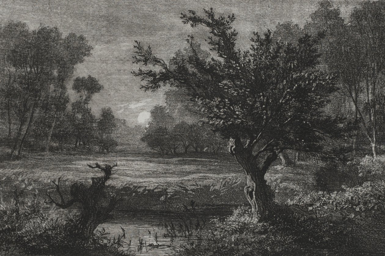 Salida de la luna en el valle de Andilly de Charles Francois Daubigny