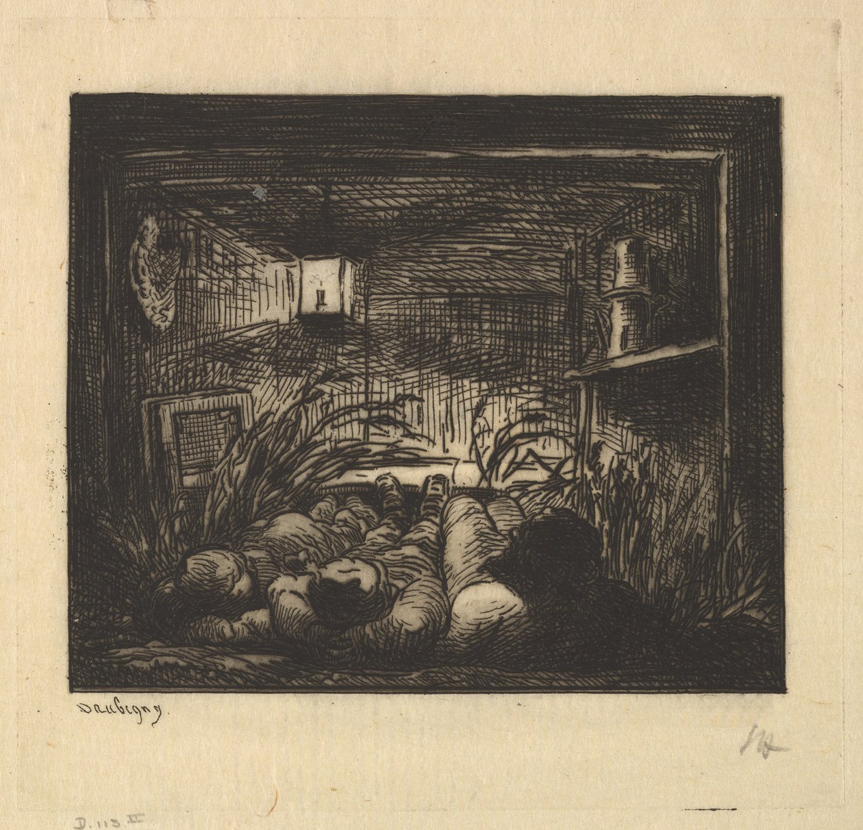 Durmiendo a bordo del barco, 1861 de Charles Francois Daubigny