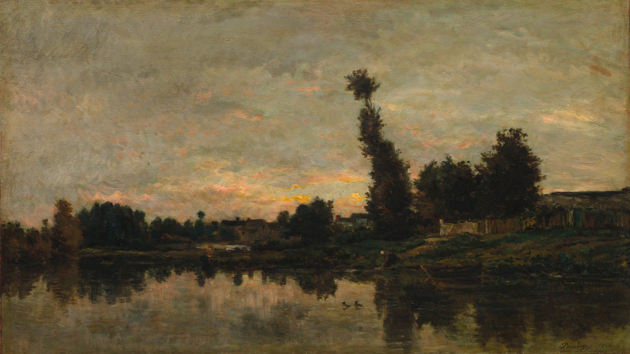 Atardecer en el río Oise, 1866 de Charles Francois Daubigny