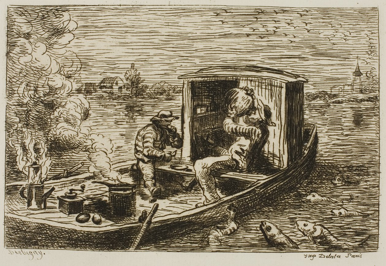 Tragando (Comida en el barco) de Charles Francois Daubigny