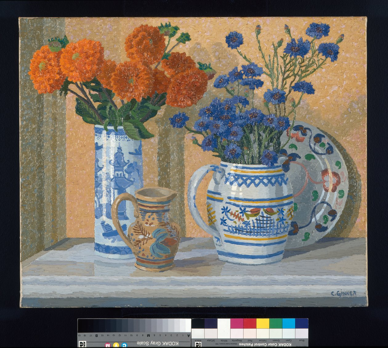 Dalias y acianos de Charles Ginner