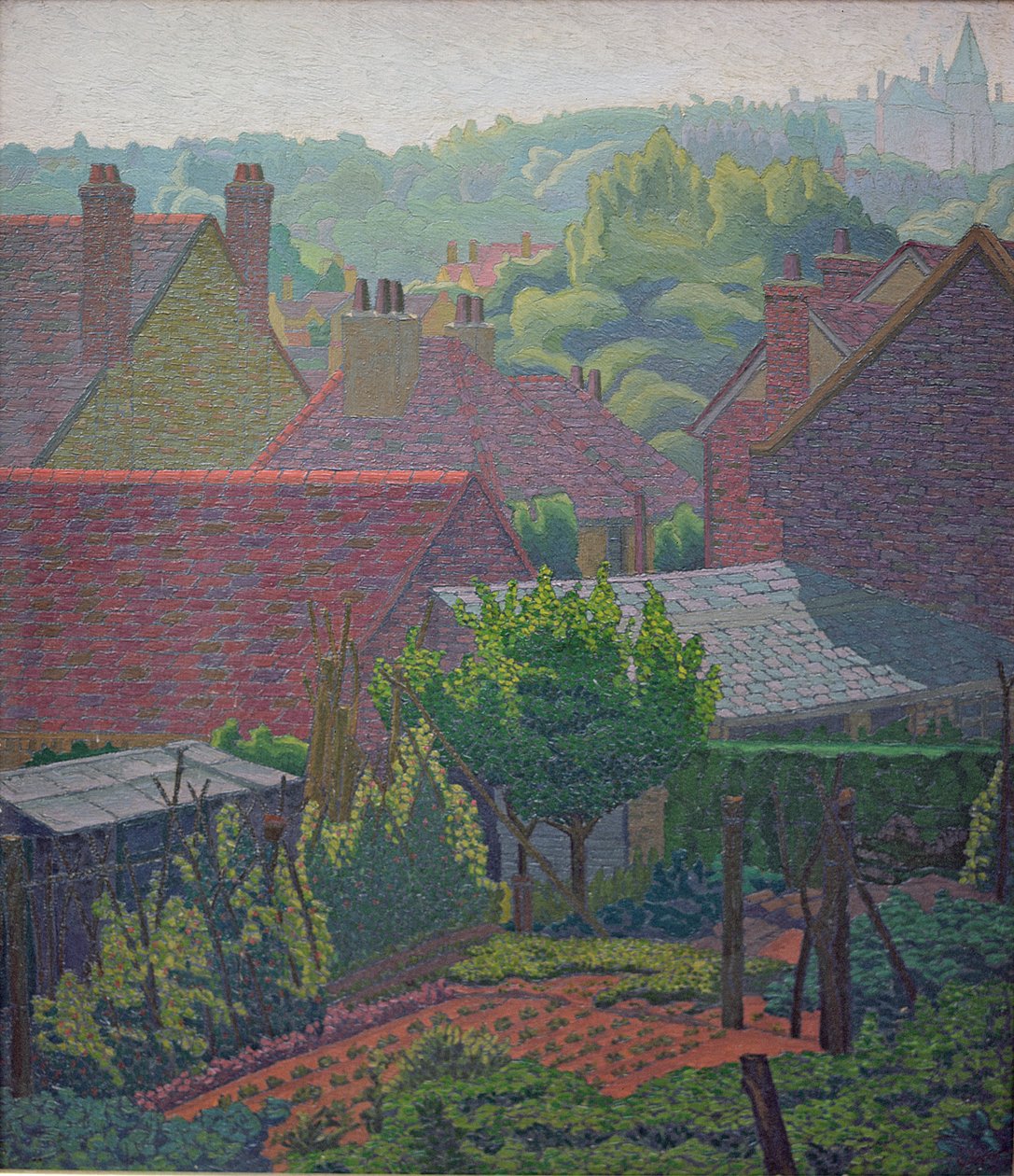 Tejados de pueblo (petróleo) de Charles Ginner