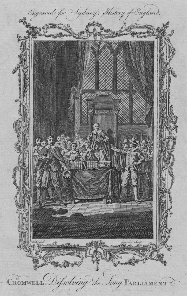 Cromwell disolviendo el Parlamento Largo de Charles Grignion