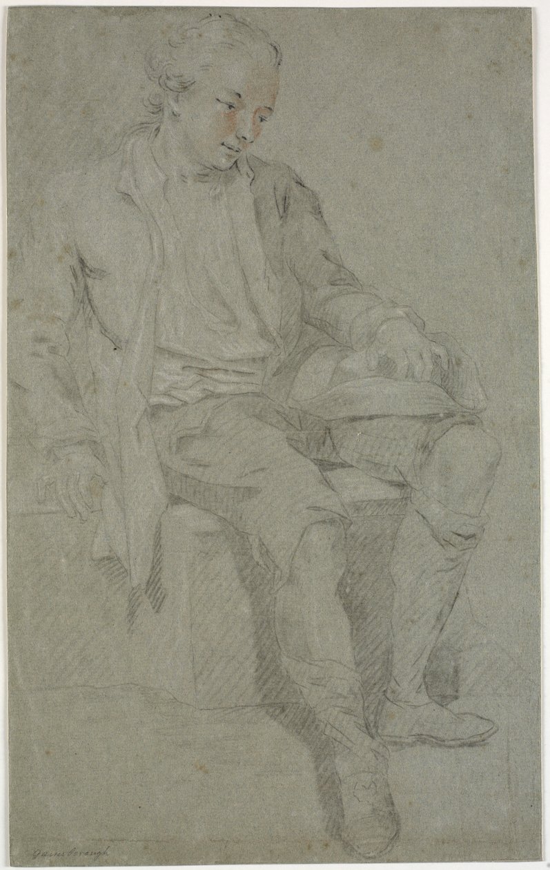 Estudio de un joven sentado de Charles Grignion d.Æ.