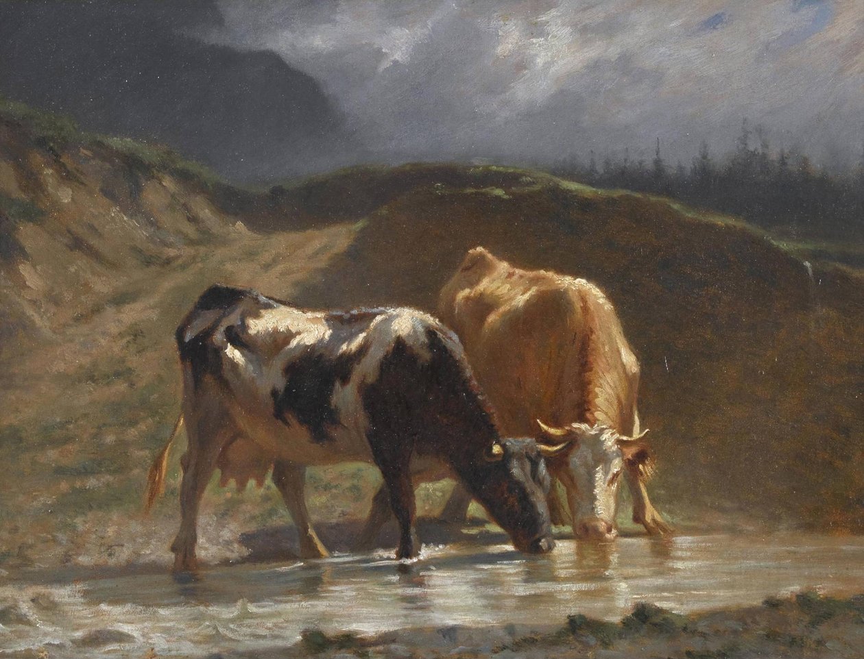 Vacas en el abrevadero de Charles Humbert