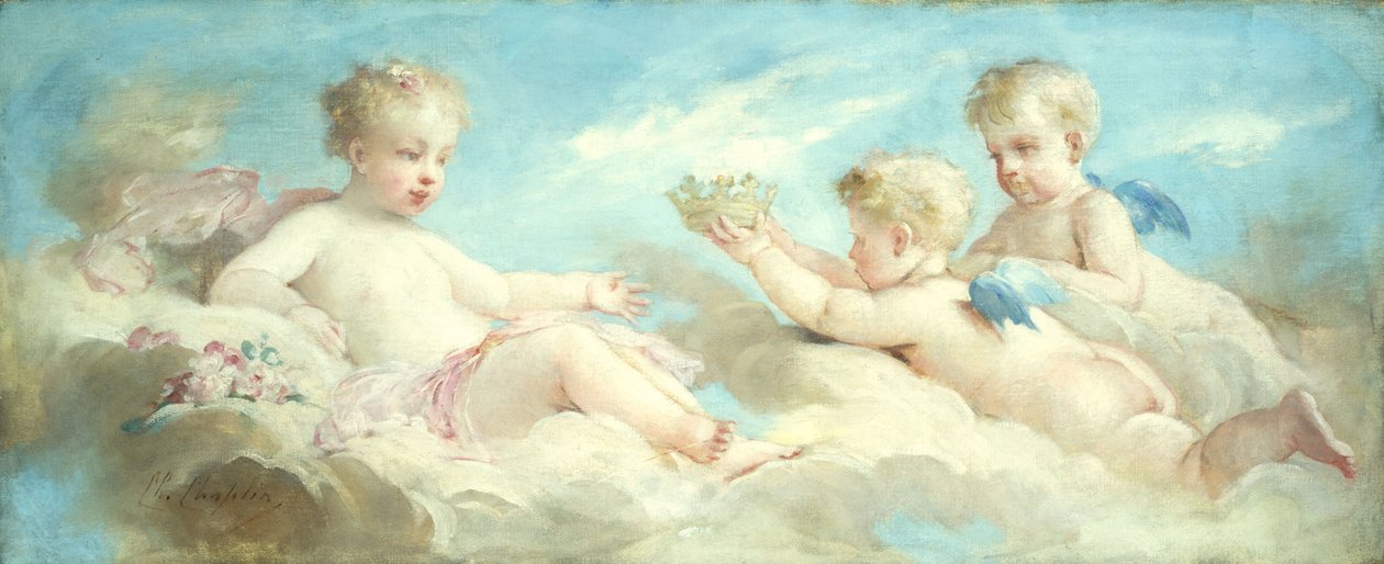Putti retozando en las nubes de Charles Joshua Chaplin
