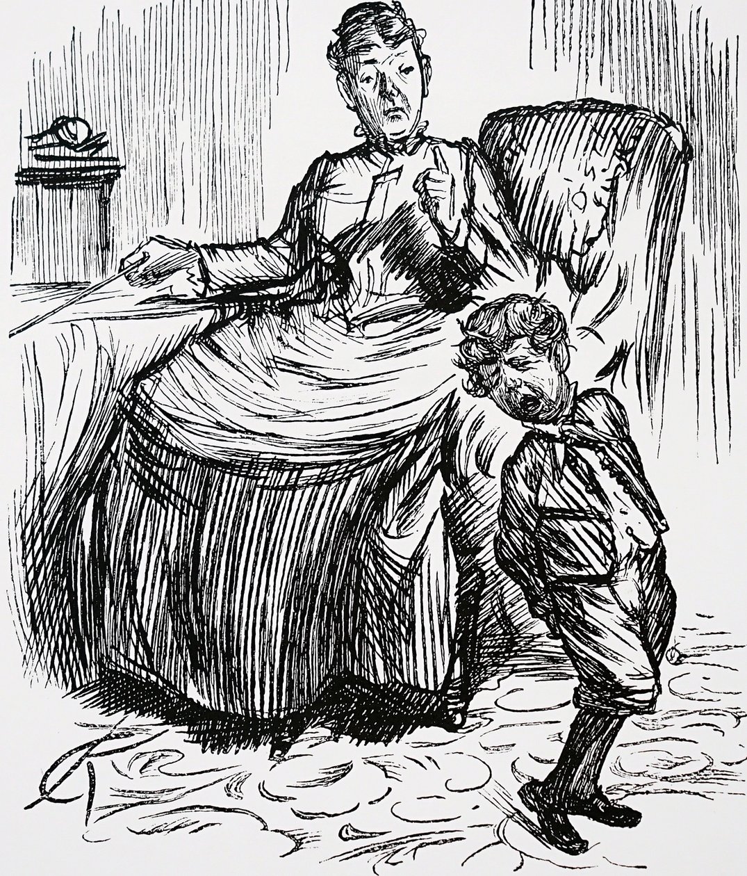 Una madre castigando a su niño travieso de Charles Keene