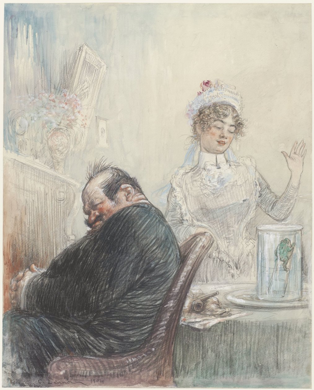 La barba gris y la rana de Charles Lucien Leandre