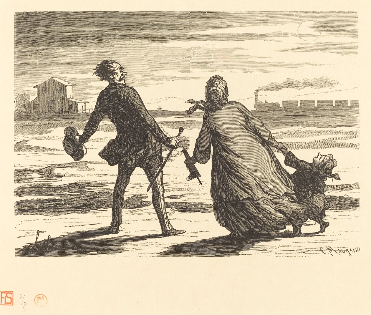 ¡Demasiado tarde! de Charles Maurand after Honoré Daumier
