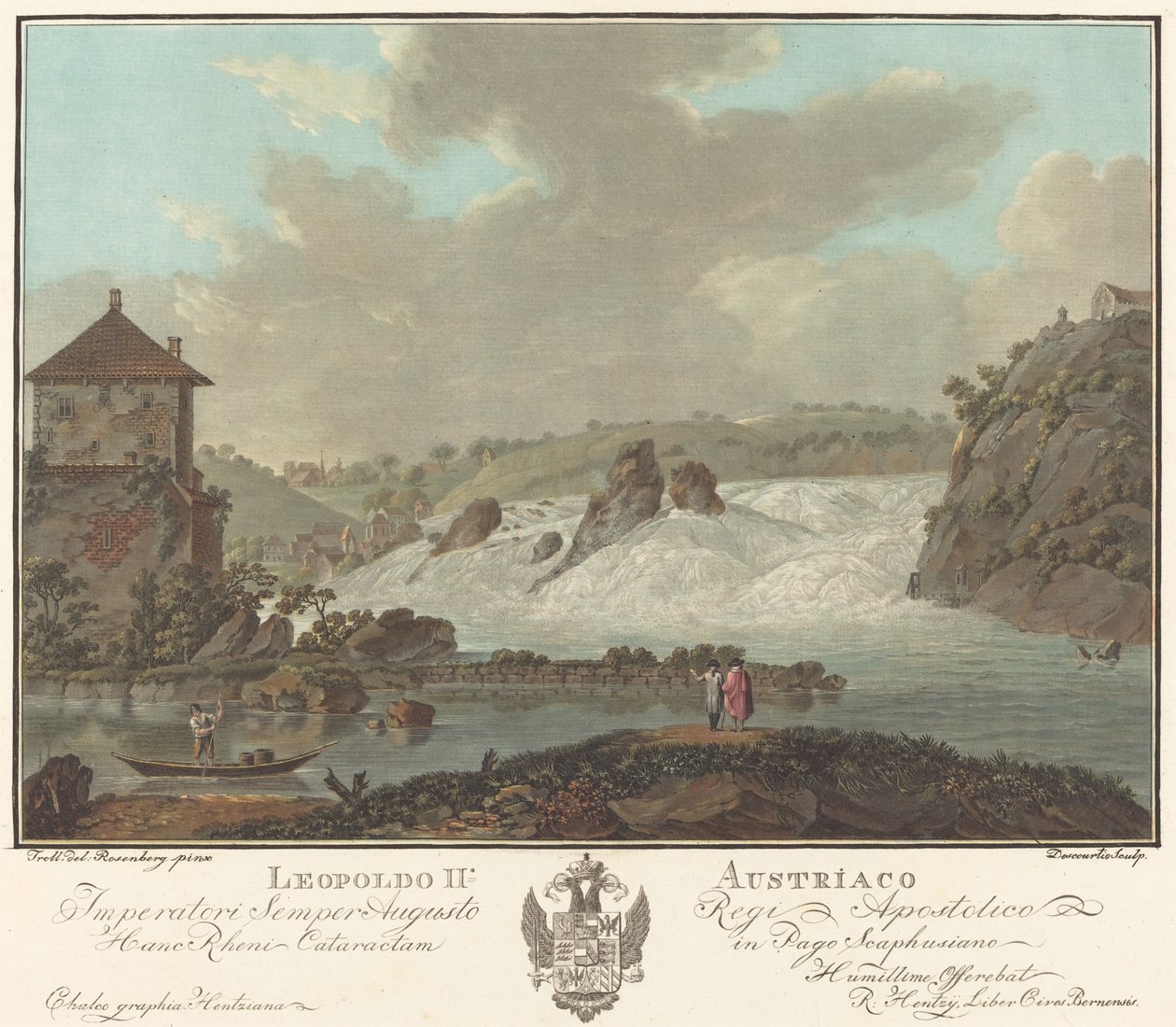 Cataratas de Schaffhausen de Charles Melchior Descourtis after Friedrich Rosenberg after Johann Heinrich Troll