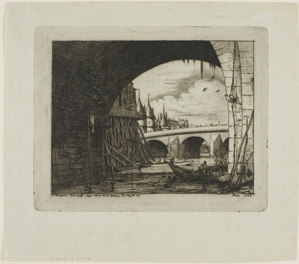 Un arco del Pont Notre-Dame, París de Charles Meryon