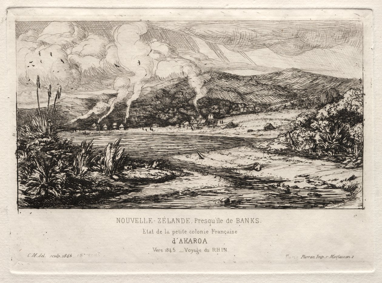 La Pequeña Colonia Francesa en Akaroa, 1845 de Charles Meryon