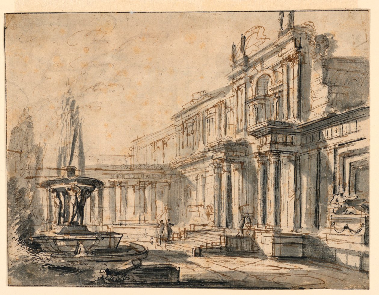 Fantasía arquitectónica: Un patio de Charles Michel Ange Challe