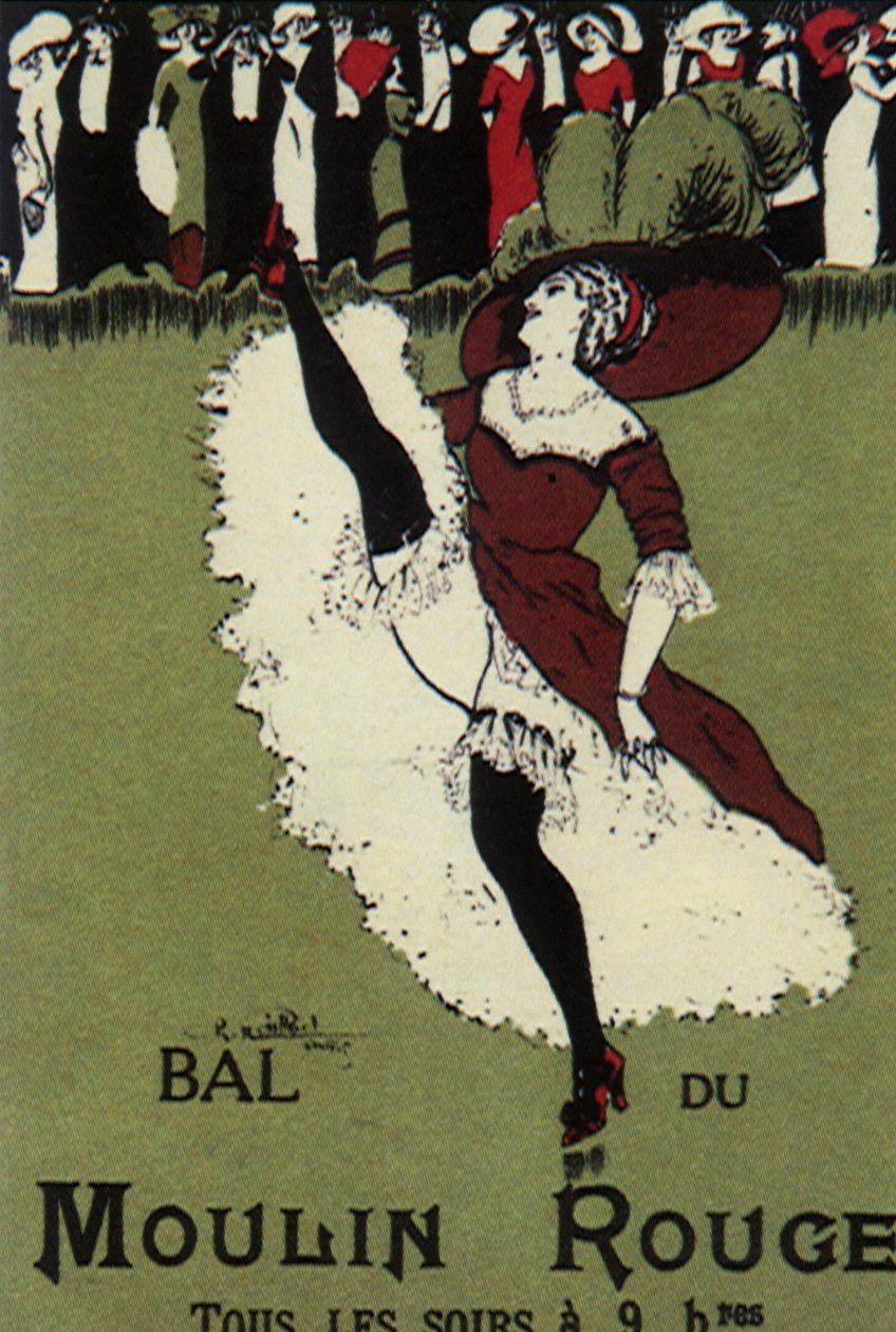 Baile del Moulin Rouge (litografía en color) de Charles Naillod