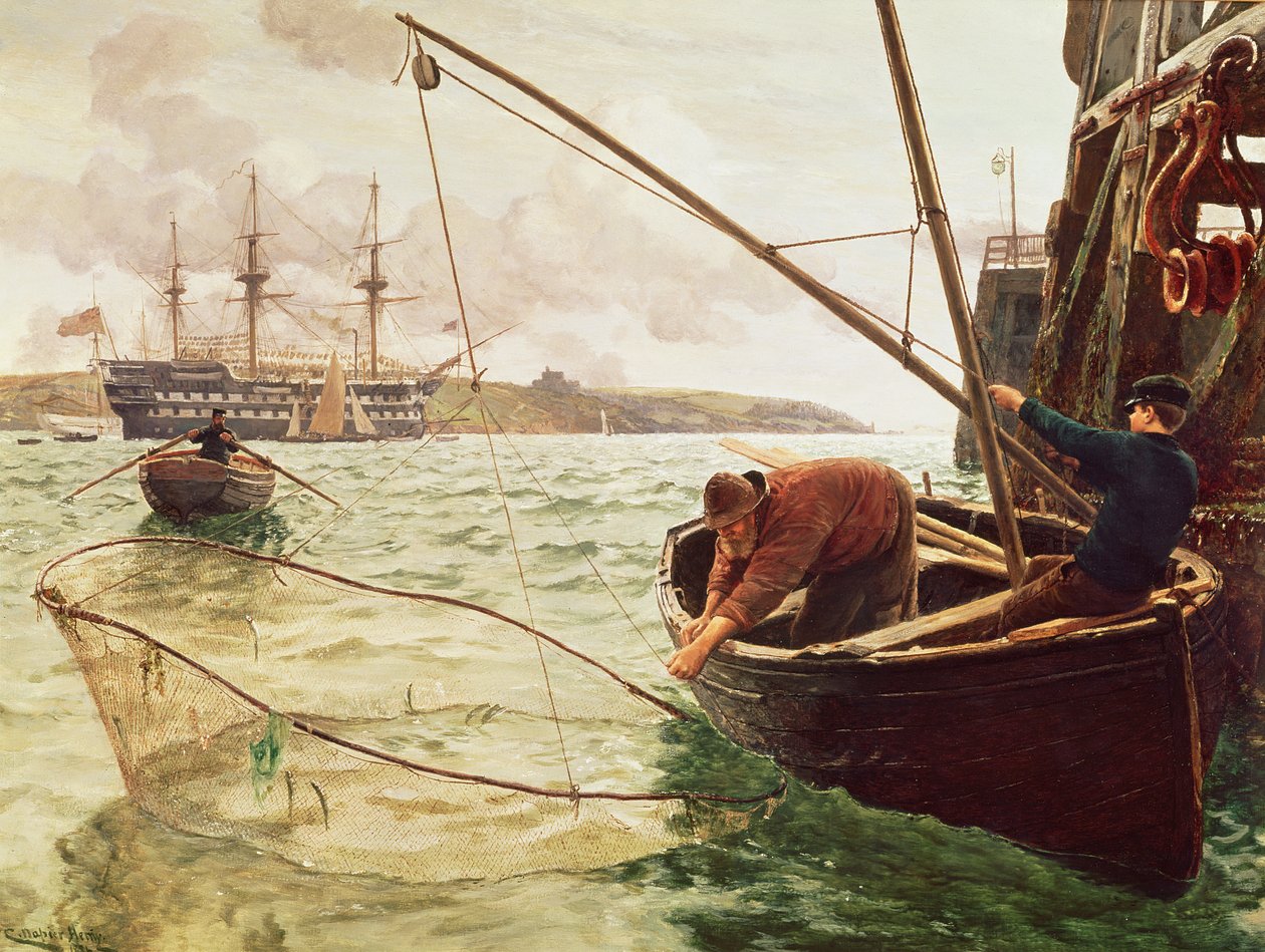 Una red de pesca, 1886 de Charles Napier Hemy