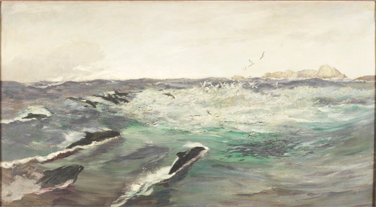 Marsopas Persiguiendo Caballas de Charles Napier Hemy