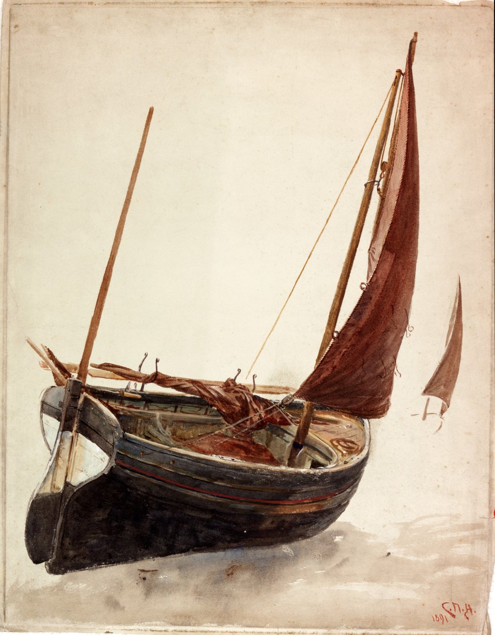 Estudio de un Barco de Charles Napier Hemy