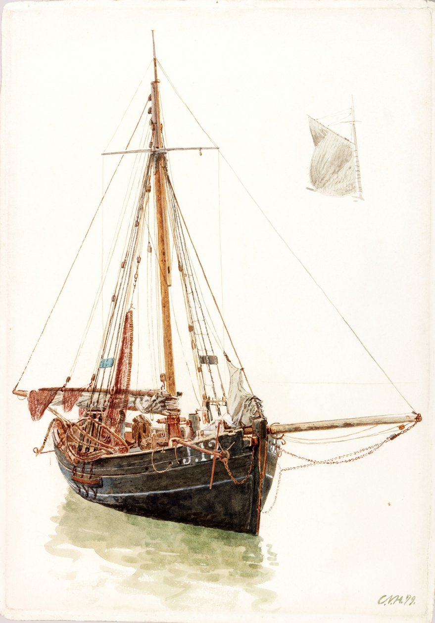 Estudio de un barco de pesca de Charles Napier Hemy